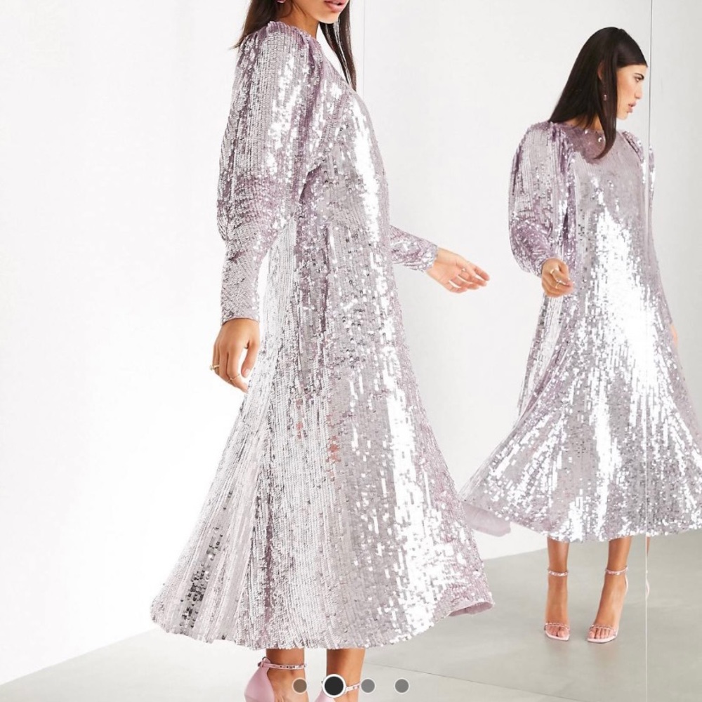 ASOS EDITION blouson sleeve midi dress in sequin